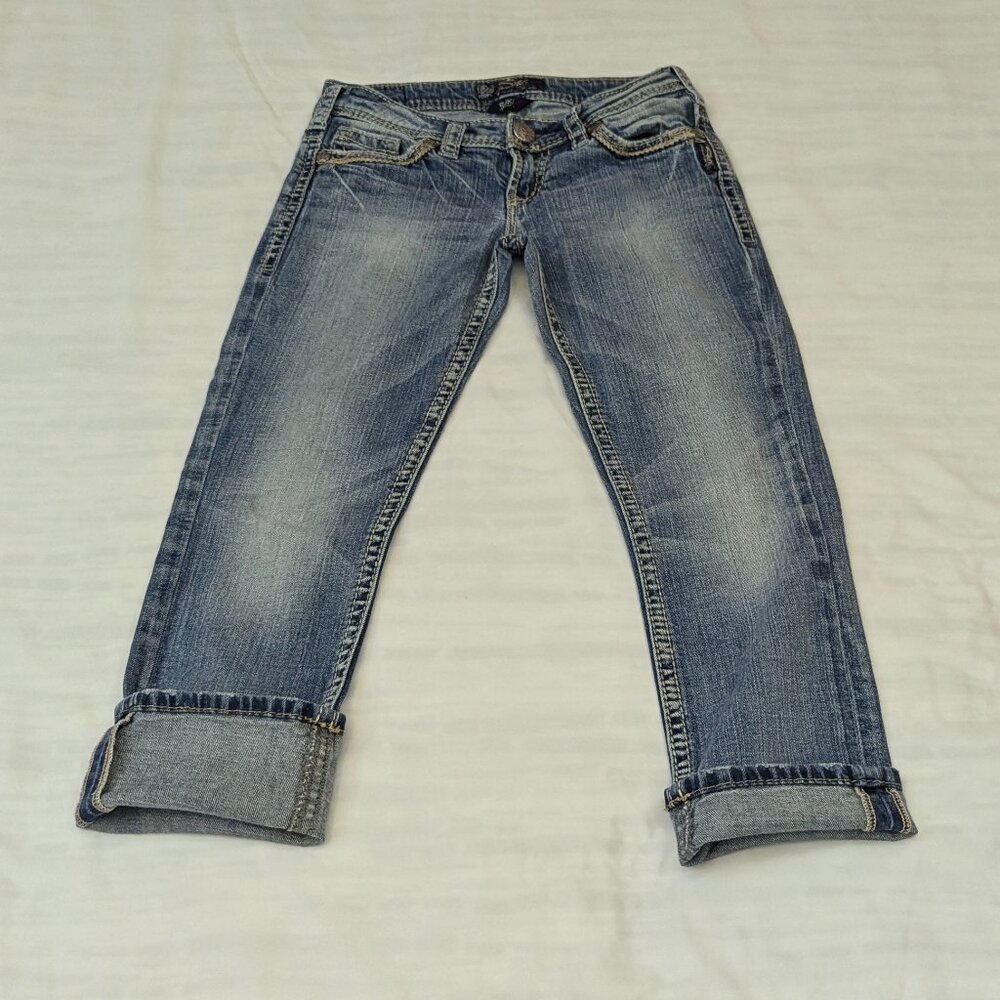 Vintage Silver Low Rise Straight Legged Cropped Jeans *25"